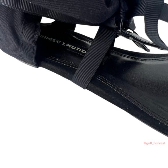 Chinese Laundry Women's Black Twill Sudoku Low Wedge Thong Sandal, Choose Size - Picture 11 of 14